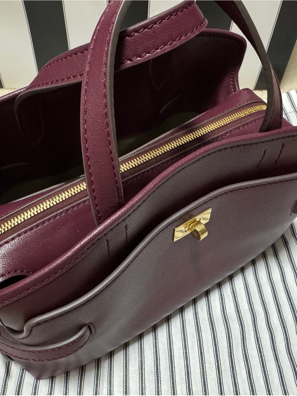 Anya Hindmarch Plum Leather Structured Top-Handle Satchel - Picture 10 of 16